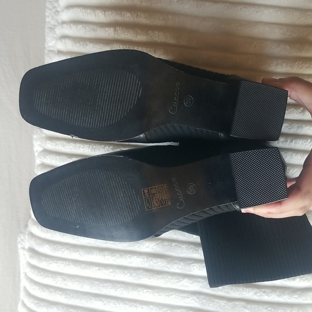 Black square toe heeled sock boots - Picture 4 of 5